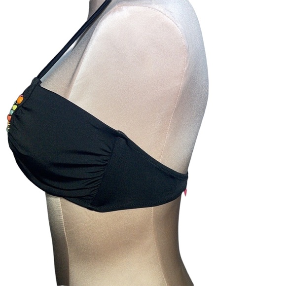Victoria’s Secret black bikini top. Embellished with colorful marbles. Size L. - Picture 5 of 9